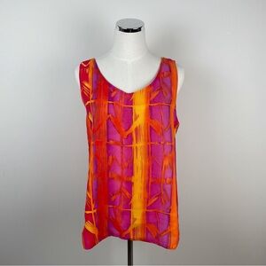 Brenda Goode Vintage Pink Orange Yellow Retro Blouse Top Women Large